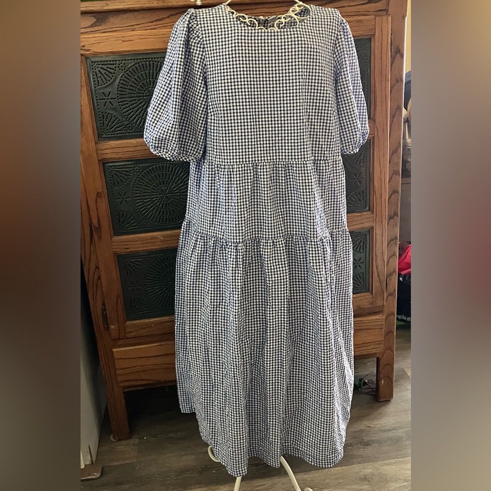 Blue Gingham Woman’s dress Old Navy